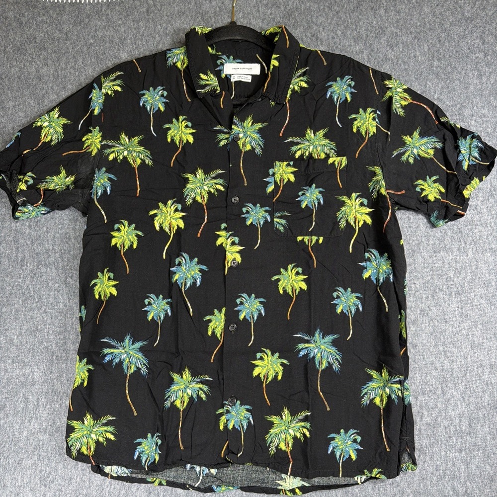 Urban Outfitters Shirt Men's M Button Up‎ Rayon Palm Print UO Hawaiian